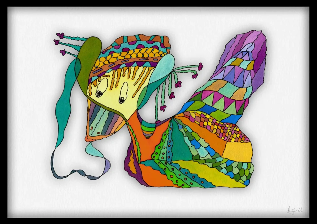 Giclée print of a duck painting with watercolour inks, Ilford cotton textured paper, sizes A5, A4, A3, A2, A1, painting by Marijke Ali, t-fins