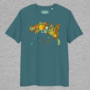 unisex, organic cotton t-shirt, stargazer colour, front design aquarelle painting by Marijke Ali, t-fins