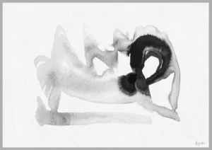 Giclée print of an abstract painting with chinese black ink, Ilford cotton textured paper, sizes A5, A4, A3, A2, A1, painting by Marijke Ali, t-fins