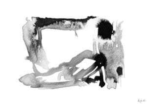 Giclée print of an abstract painting with chinese black ink, Ilford cotton textured paper, sizes A5, A4, A3, A2, A1, painting by Marijke Ali, t-fins