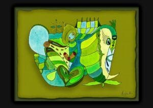 Giclée print of an abstract painting with watercolour inks, Ilford cotton textured paper, sizes A5, A4, A3, A2, A1, painting by Marijke Ali, t-fins