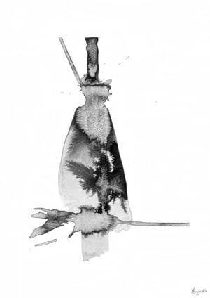 Giclée print of an abstract painting with chinese black ink, Ilford cotton textured paper, sizes A5, A4, A3, A2, A1, painting by Marijke Ali, t-fins