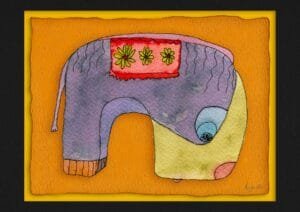 Giclée print of an abstract painting with watercolour inks, Ilford cotton textured paper, sizes A5, A4, A3, A2, A1, painting by Marijke Ali, t-fins