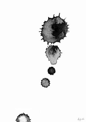 Giclée print of an abstract painting with chinese black ink, Ilford cotton textured paper, sizes A5, A4, A3, A2, A1, painting by Marijke Ali, t-fins