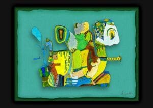 Giclée print of an abstract painting with watercolour inks, Ilford cotton textured paper, sizes A5, A4, A3, A2, A1, painting by Marijke Ali, t-fins