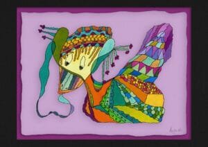 Giclée print of an abstract painting with watercolour inks, Ilford cotton textured paper, sizes A5, A4, A3, A2, A1, painting by Marijke Ali, t-fins