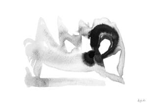 Giclée print of an abstract painting with chinese black ink, Ilford cotton textured paper, sizes A5, A4, A3, A2, A1, painting by Marijke Ali, t-fins