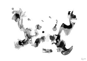 Giclée print of an abstract painting with chinese black ink, Ilford cotton textured paper, sizes A5, A4, A3, A2, A1, painting by Marijke Ali, t-fins