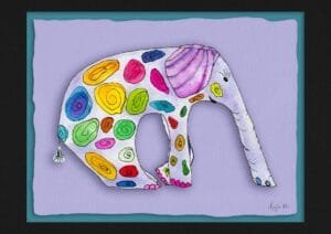 Giclée print of an abstract painting with watercolour inks, Ilford cotton textured paper, sizes A5, A4, A3, A2, A1, painting by Marijke Ali, t-fins