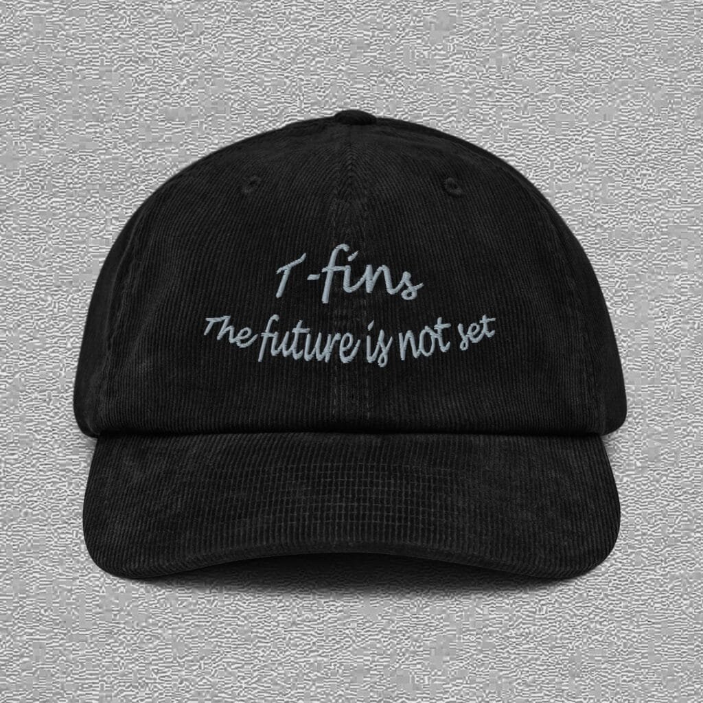 black corduroy hat with the future is not set embroidery