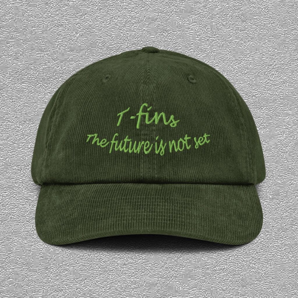 dark olive corduroy hat with the future is not set embroidery