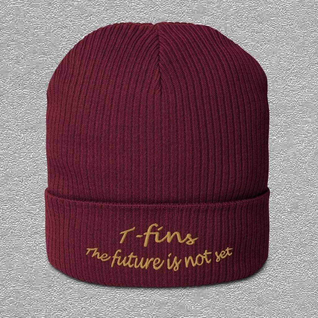 burgundy beanie with the future is not set embroidery