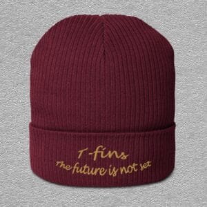 burgundy beanie with the future is not set embroidery