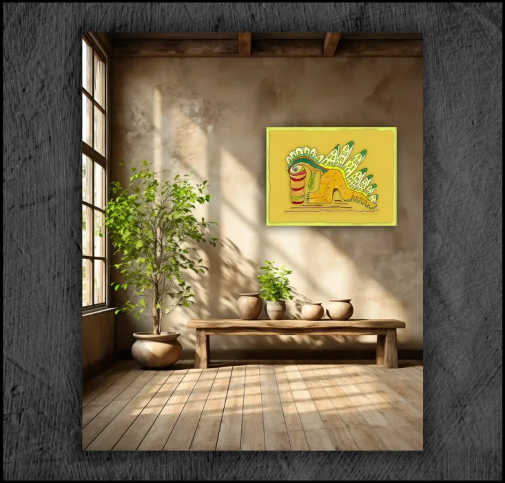 example of an aquarelle, Giclée museum quality, print on the wall of a room