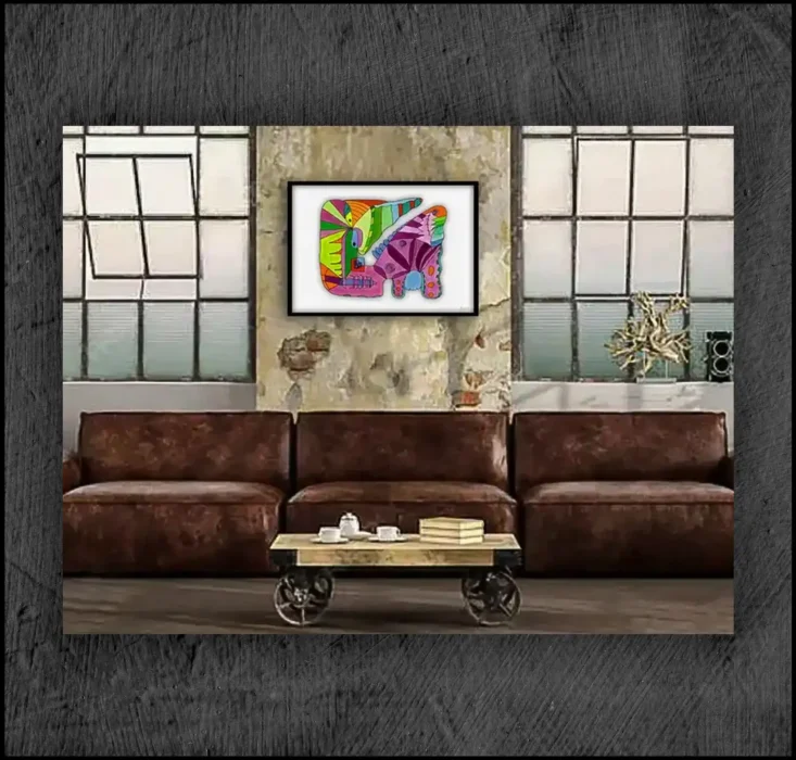 example of an aquarelle, Giclée museum quality, print on the wall of a room