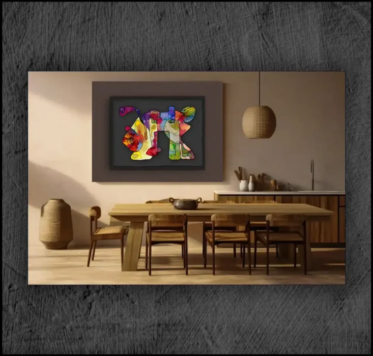 example of an aquarelle, Giclée museum quality, print on the wall of a room