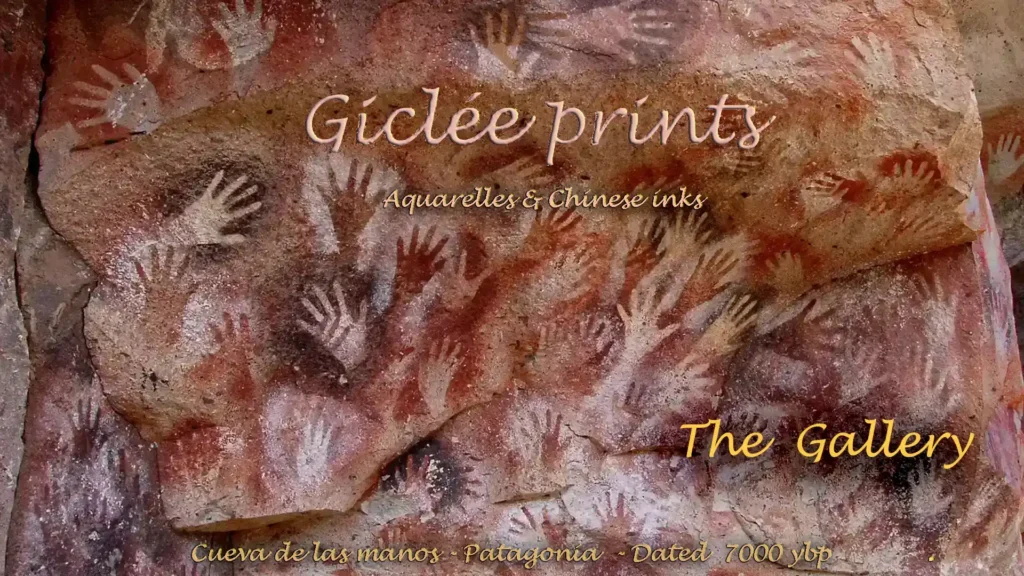 picture of "cueva de las manos" argentina, The gallery of original aquarelle and chinese ink fine art giclée prints