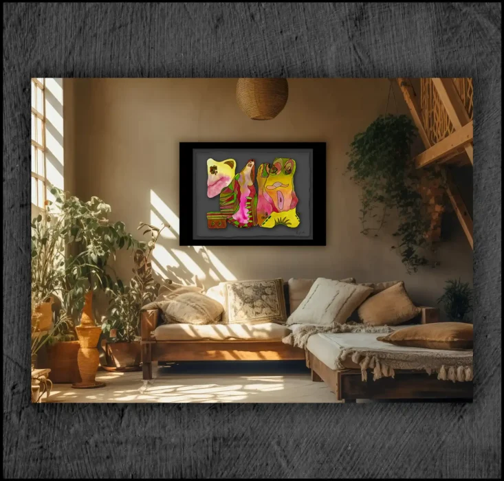example of an aquarelle, Giclée museum quality, print on the wall of a room